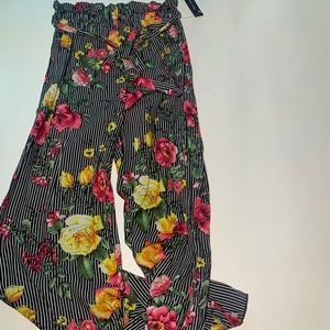 Stripped floral flowy pants pantalones floreados